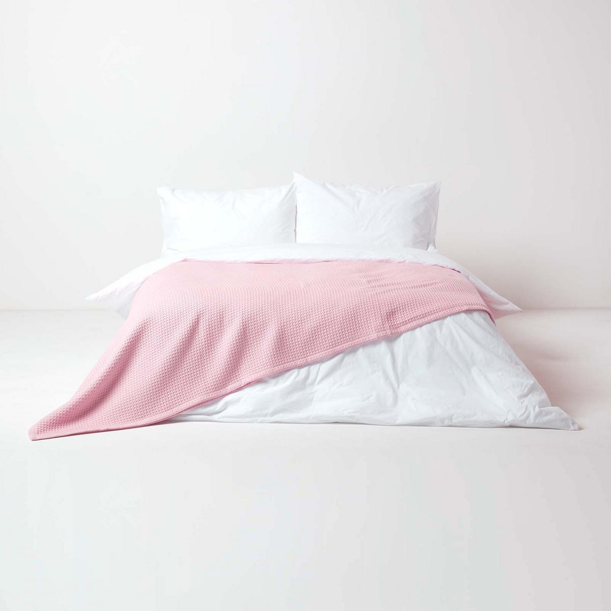 BIO-WOHNDECKE Waffelpiqué 230/230 cm - Rosa, Textil (228/228cm) - Homescapes