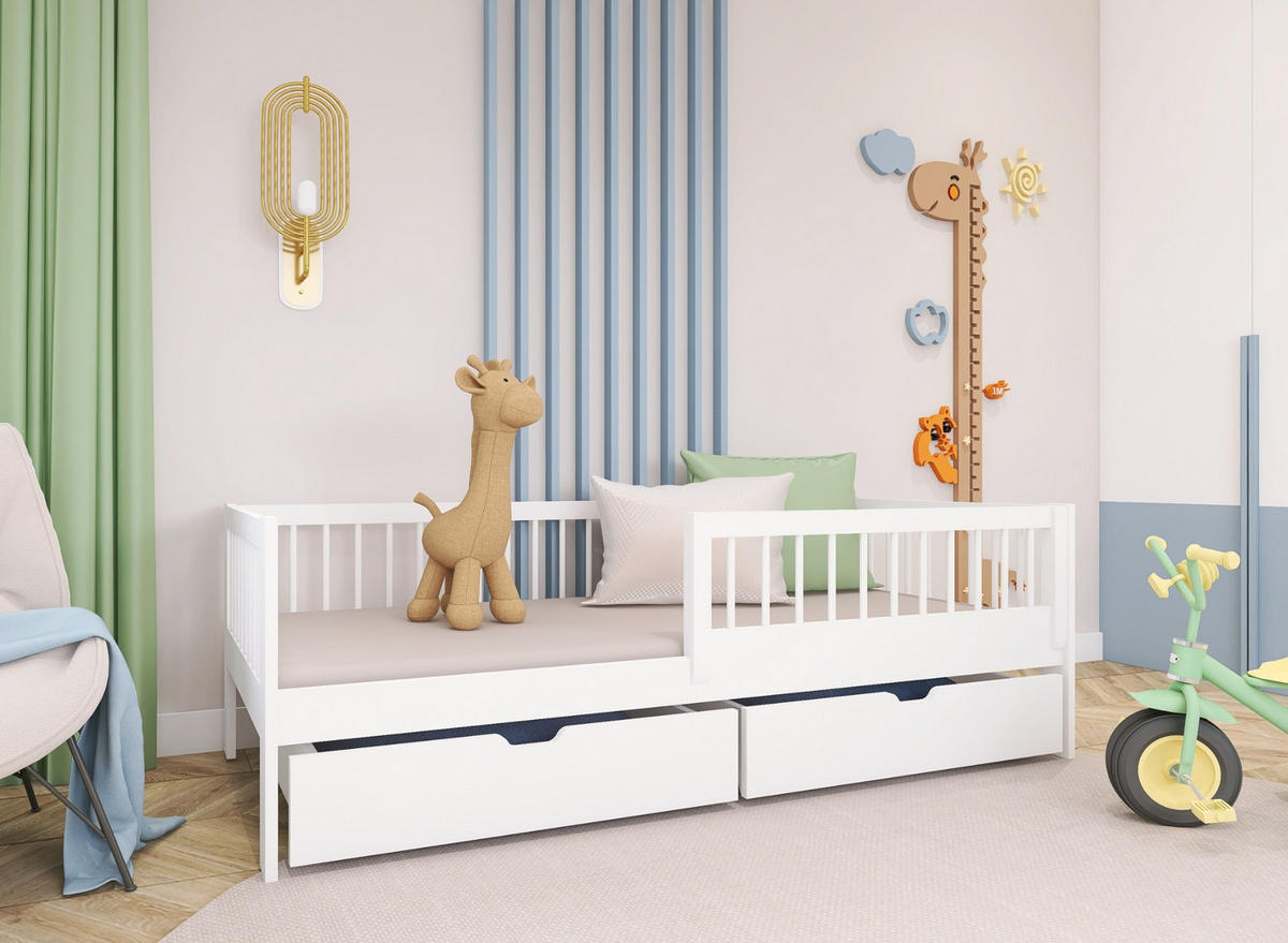 KINDERBETT mit 2 Schubladen 90x200 cm in weiß - Weiß, Holz (90/200cm) - Kids Collective
