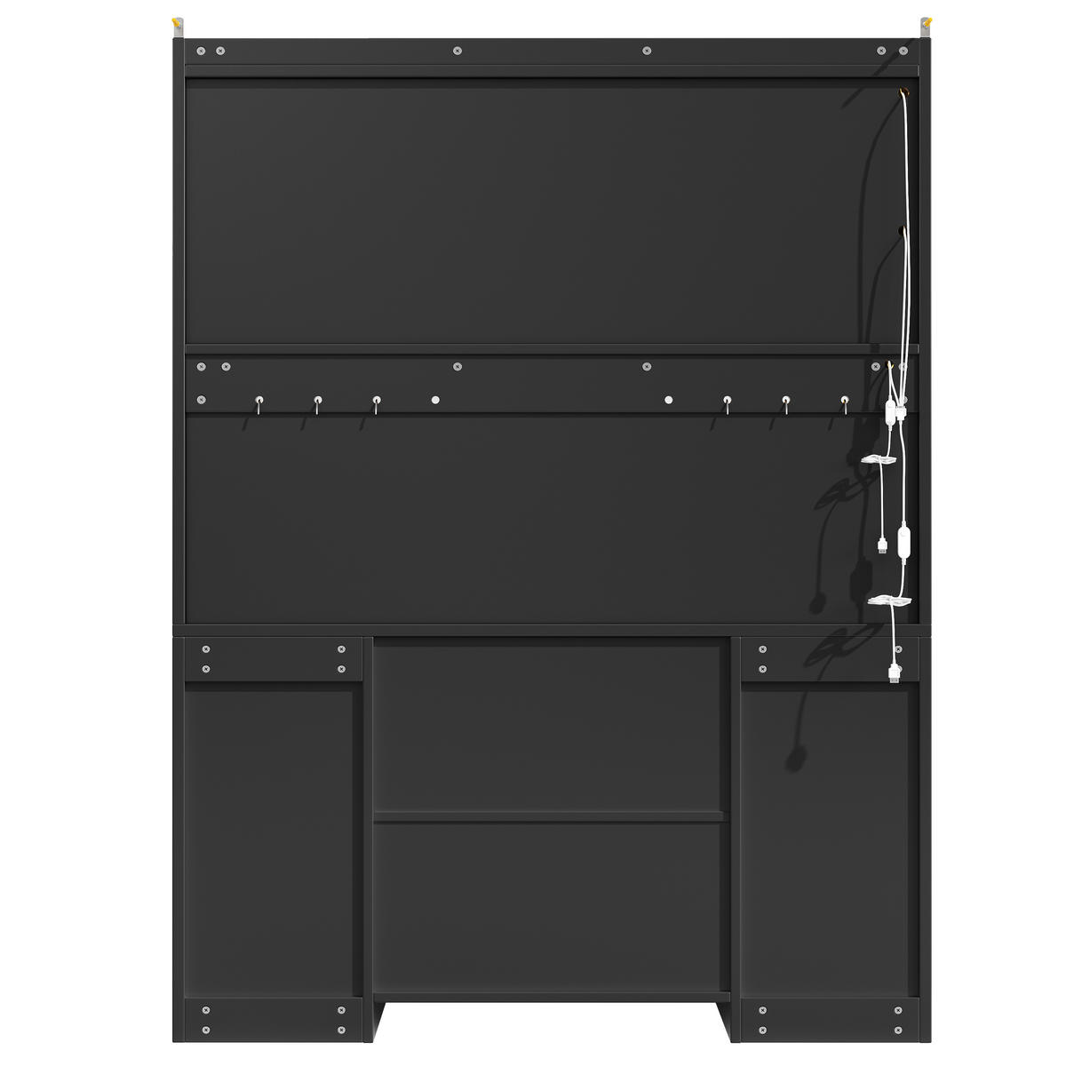 HIGHBOARD Schwarz 120×40×187 cm mit RGB-LED und Glasvitrinen aus Holzwerkstoff - Schwarz, Holzwerkstoff (120/187/40cm) - Luhomfu