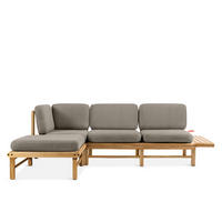 LOUNGESOFA ATREDA links - Grau, Holz/Textil (245/74/150cm) - KONSIMO®