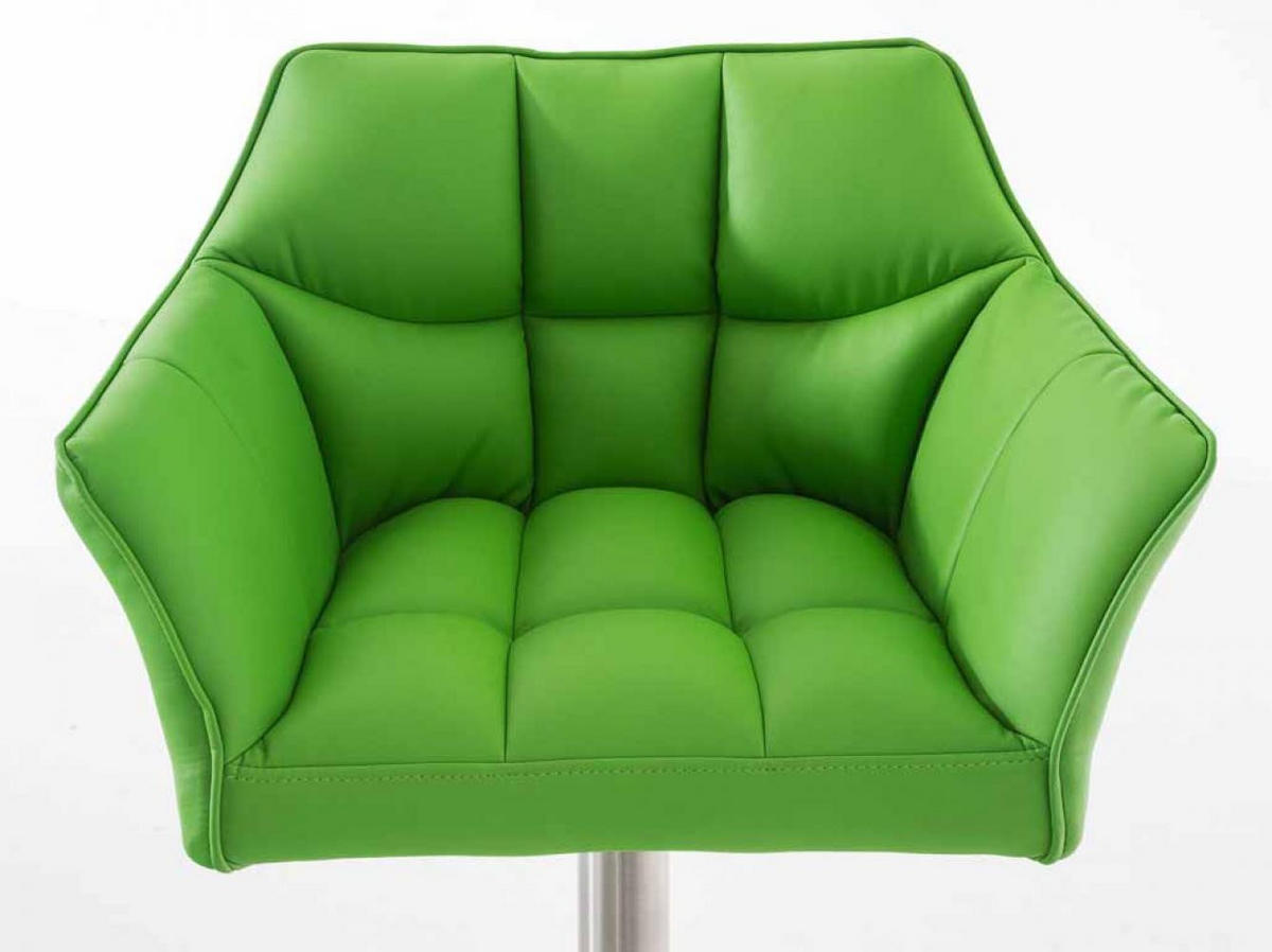 BARHOCKER 2er Set Lederlook Grün - Edelstahlfarben/Grün, Textil/Metall (64/88/45cm) - CLP