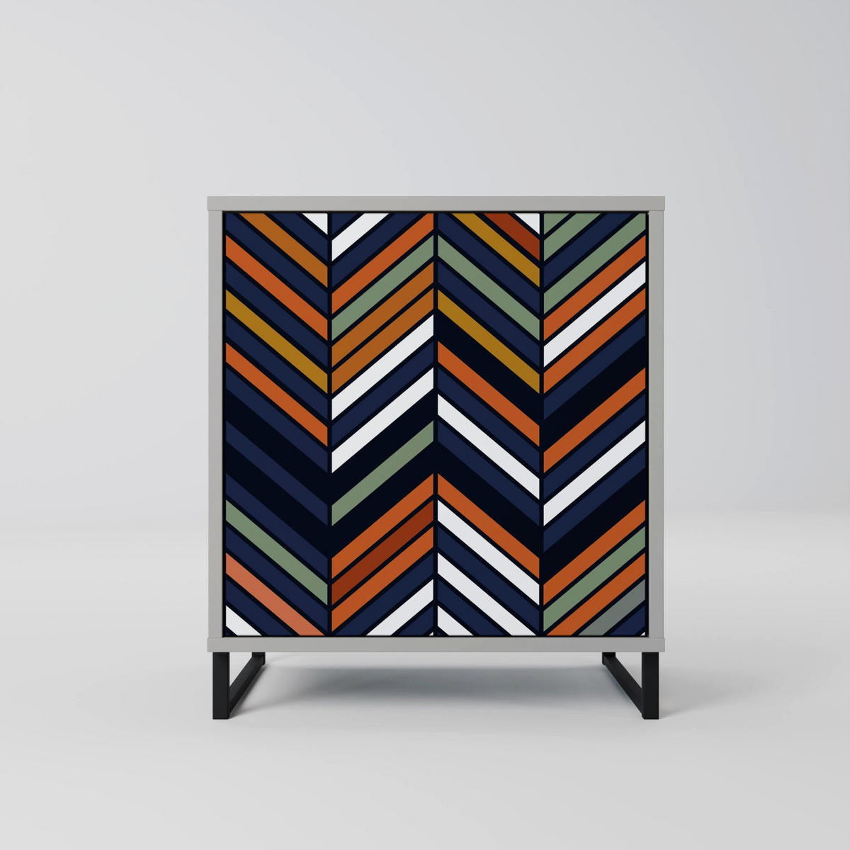 SIDEBOARD VIBRANT PATCHWORK, Grau, 57,5x42x70,5 cm, Schwarze Metall-Sternfüße - Multicolor/Schwarz, Holzwerkstoff/Metall (57.5/70.5/42cm) - SpaceRebels