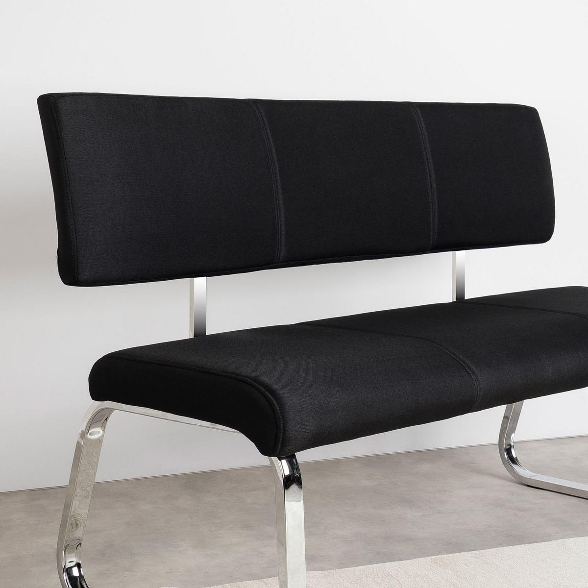 ESSZIMMERBANK VILAS - Schwarz, Textil/Metall (135/56/87cm) - IDIMEX