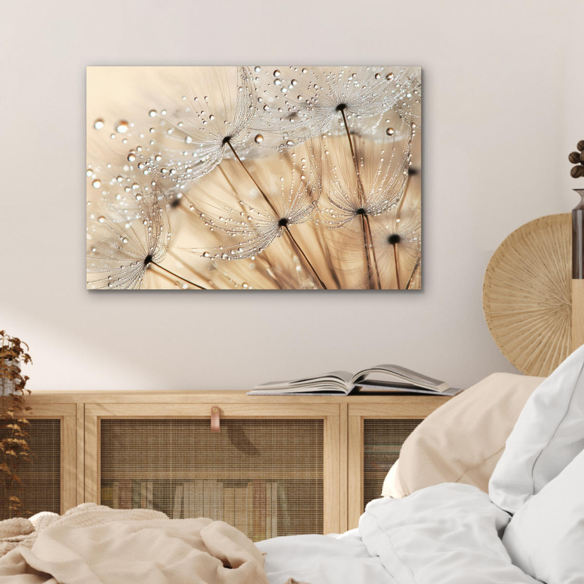 METALLBILD Löwenzahn - Abstrakt - Natur - Beige 60x40 cm - Braun, Metall (60/40cm) - MuchoWow