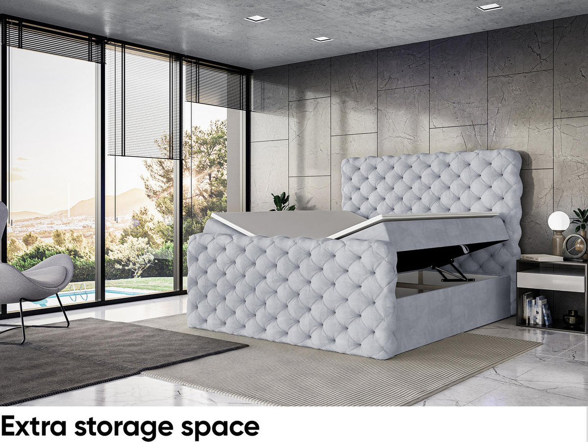 BOXBETT Duke - Hellgrau/Schwarz, Holzwerkstoff/Textil (120/200cm) - Meblini