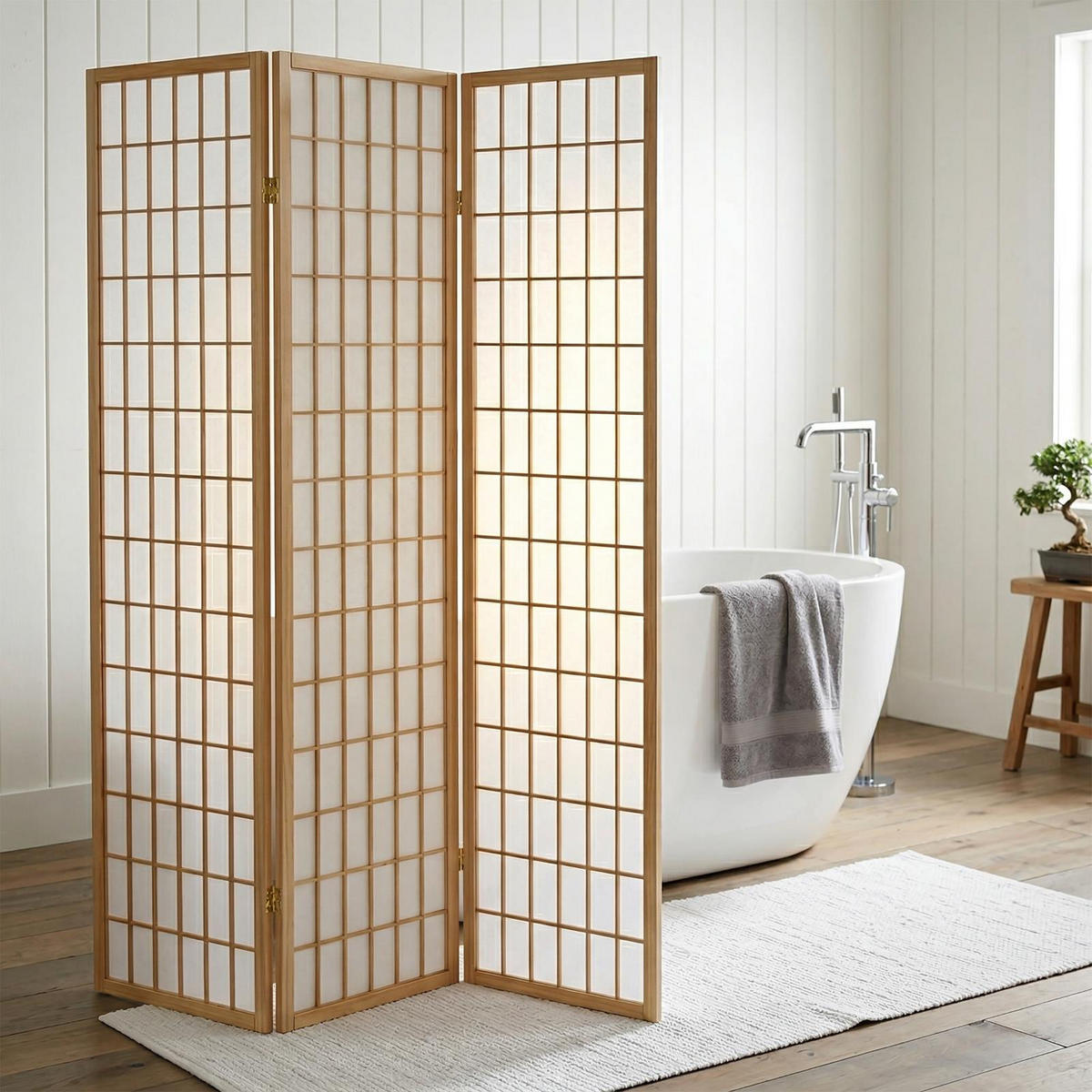 PARAVENT PARA - Naturfarben, Naturmaterialen/Holz (130/179/2cm) - IDIMEX