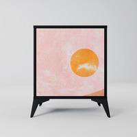 SIDEBOARD LUMINOUS SUNLIGHT, Schwarz, 57,5x42x70,5 cm, Schwarze Metall-Sternfüße - Multicolor/Schwarz, Holzwerkstoff/Metall (57.5/70.5/42cm) - SpaceRebels