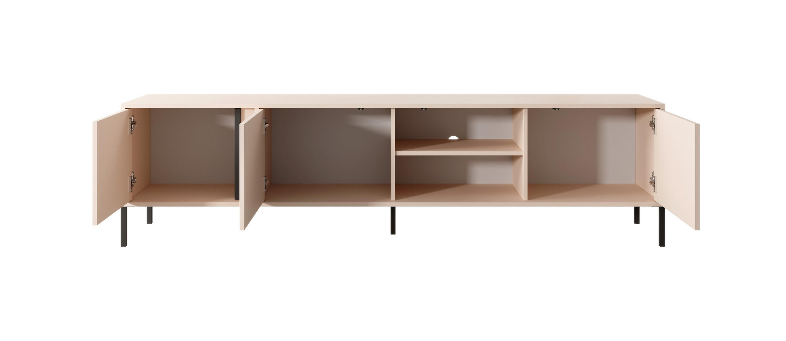 TV-SCHRANK Holen Beige, dreitürig mit schwarzen Beinen - Beige/Schwarz, Holzwerkstoff/Metall (203/53/40cm) - Bettso