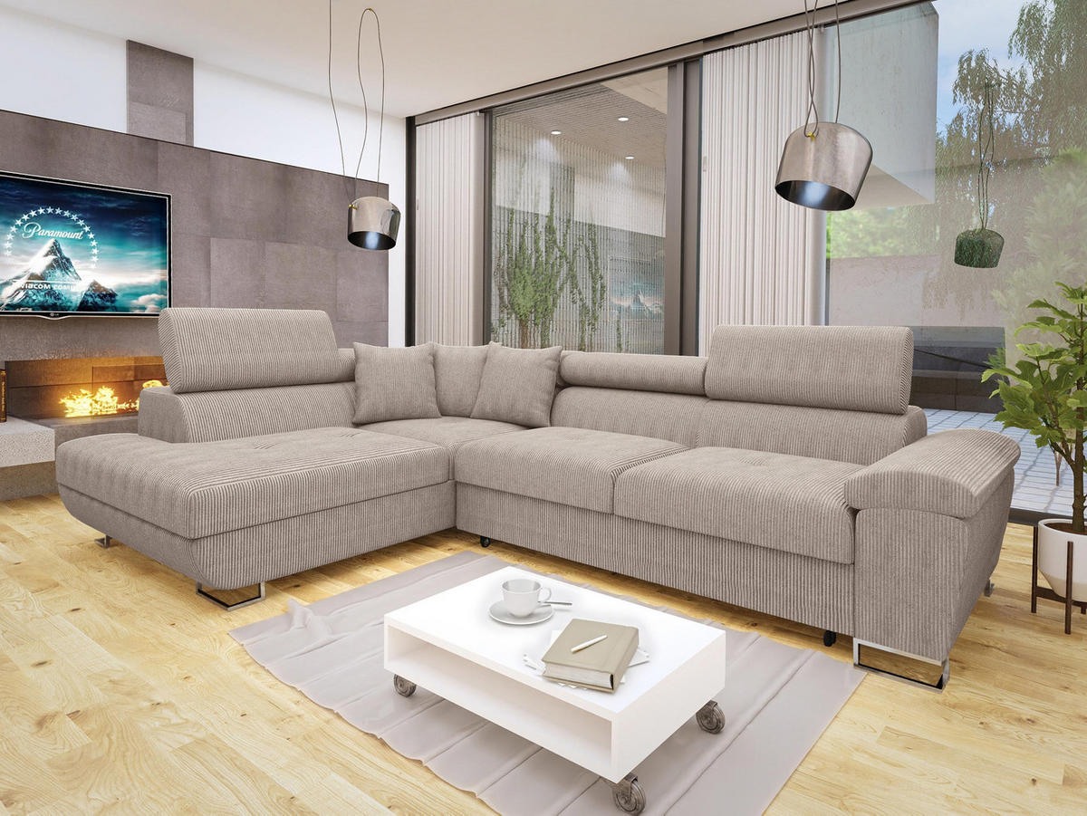 ECKSOFA Cotere Cord, Seite: Links - Sahara, Holz/Textil (270/202cm) - MIRJAN24