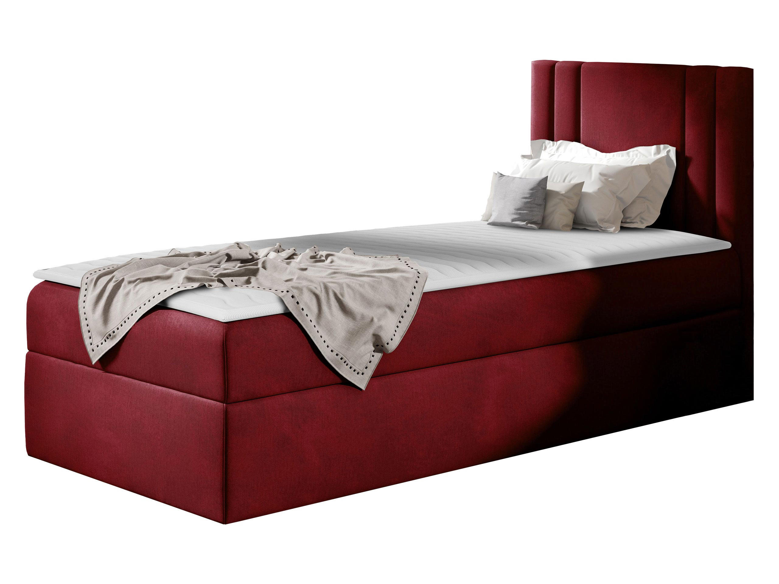 BOXBETT Carmen Mini, Seite zum Öffnen des Bettkastens: Rechts - Dunkelrot, Holz (80/200cm) - MIRJAN24
