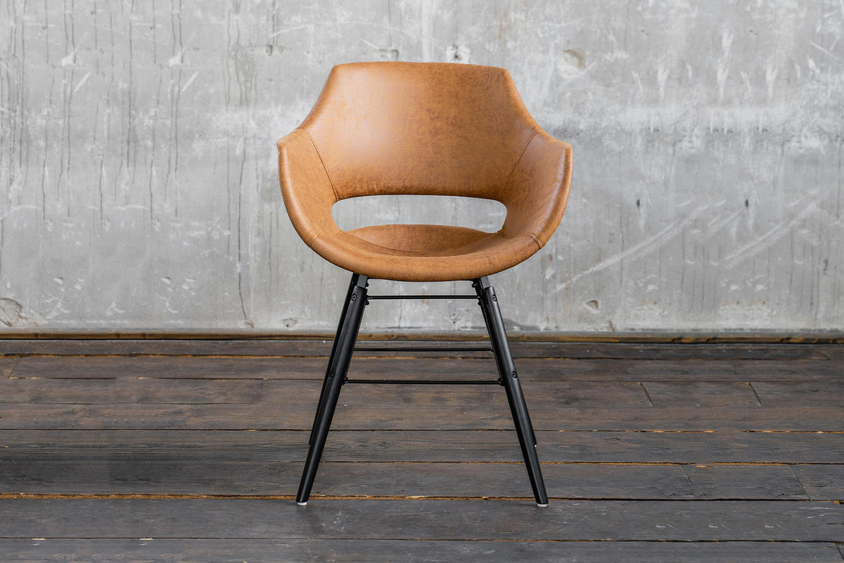STUHL ZAJA Braun Microfaser - Dunkelbraun/Braun, Textil (57/80/59cm) - KAWOLA