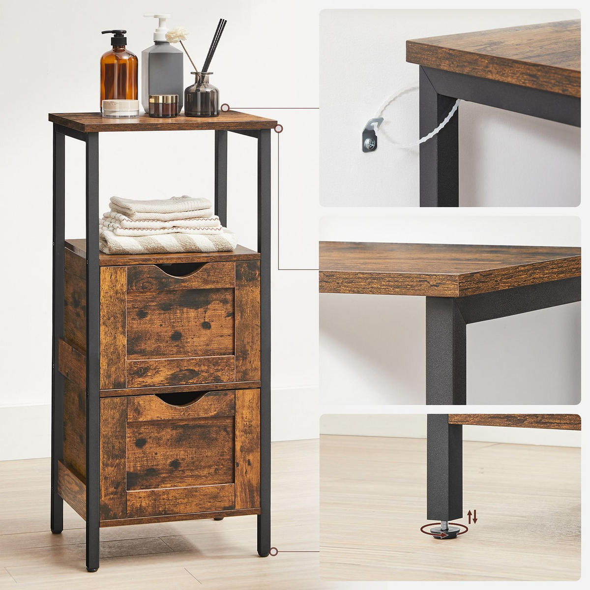 BADEZIMMERREGAL STANDREGAL - Braun, Holzwerkstoff (30/80/37cm) - Hansiro