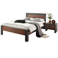 BETTANLAGE Used Wood Shabby Matera grau, Liegefläche 140 x 200 cm, Schlafzimmer Set 2-teilig - Braun/Grau, Holzwerkstoff (140/200cm) - Furn.Design