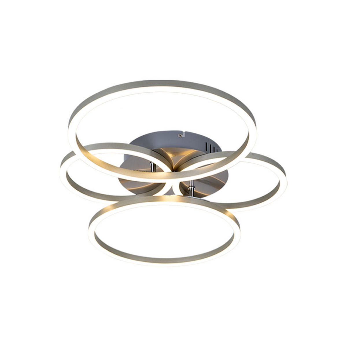 LED DECKENLEUCHTE Metall Silber Ring Design - Silberfarben, Kunststoff/Metall (65.5/40.6/7.5cm) - Globo Lighting