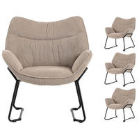 SESSEL Aliano - 4er Set - beige - Beige/Schwarz, Textil/Metall (67/76/73cm) - bene living