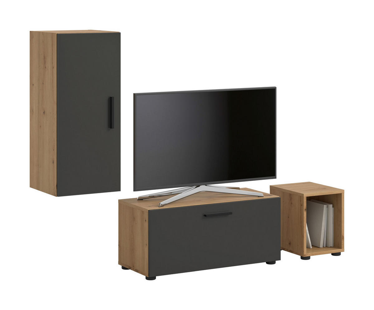 WOHNWAND The One Basalt grau 75/34/34 cm - Braun, Holzwerkstoff (75/34/34cm) - Xonox