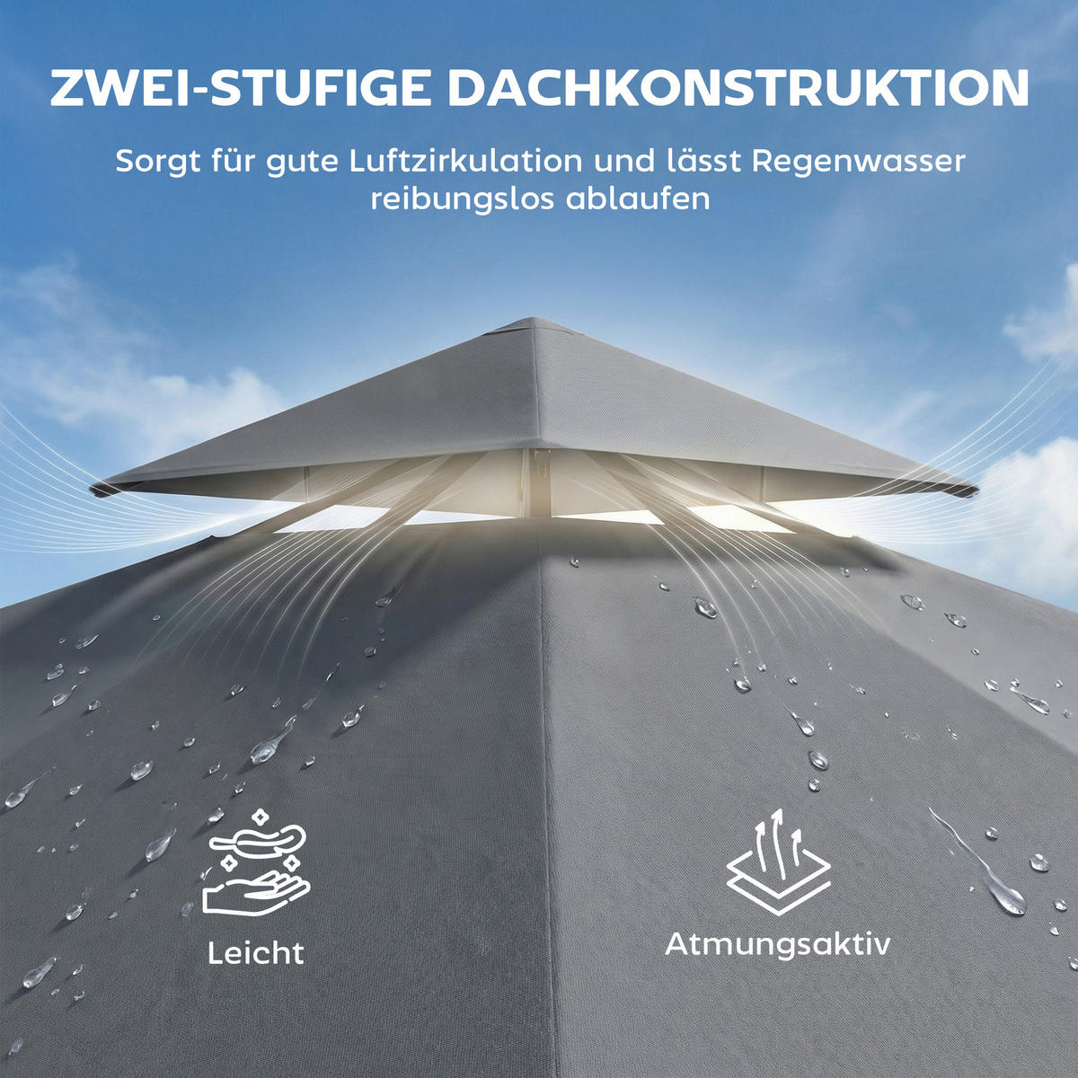 PAVILLON Polyester Metall Dunkelgrau - Dunkelgrau, Textil/Metall (320/275/320cm) - Outsunny