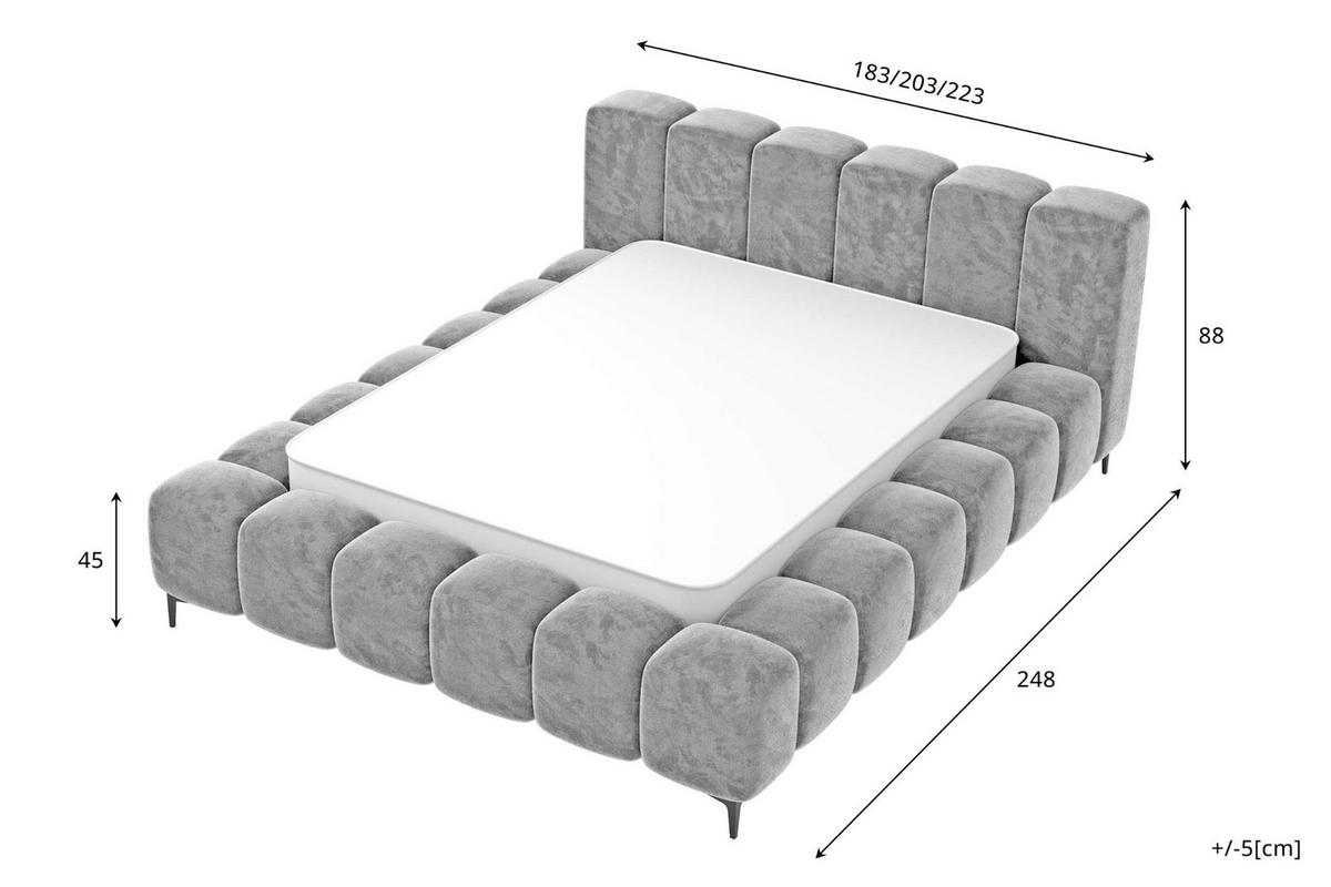 POLSTERBETT COZY Chenille Petrol 140/200 cm - Petrol/Schwarz, Textil/Metall (140/200cm) - 99rooms