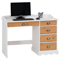 SCHREIBTISCH COLETTE - Weiß/Braun, Holz (54/114/85cm) - IDIMEX
