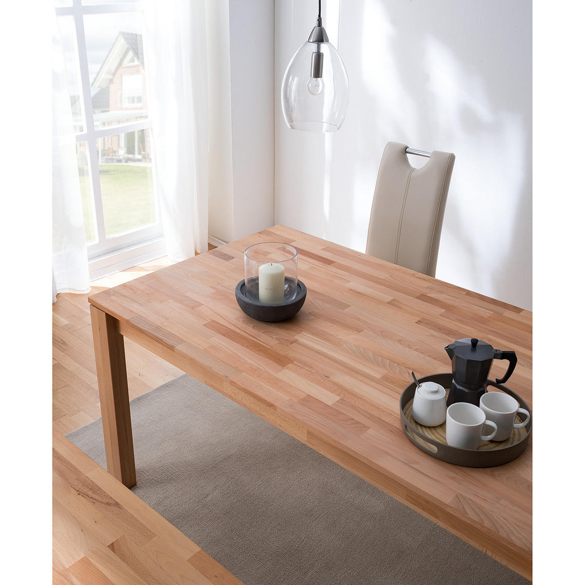 ESSTISCH - Massivholz - Kernbuche, Holz (90/160/75cm) - home24