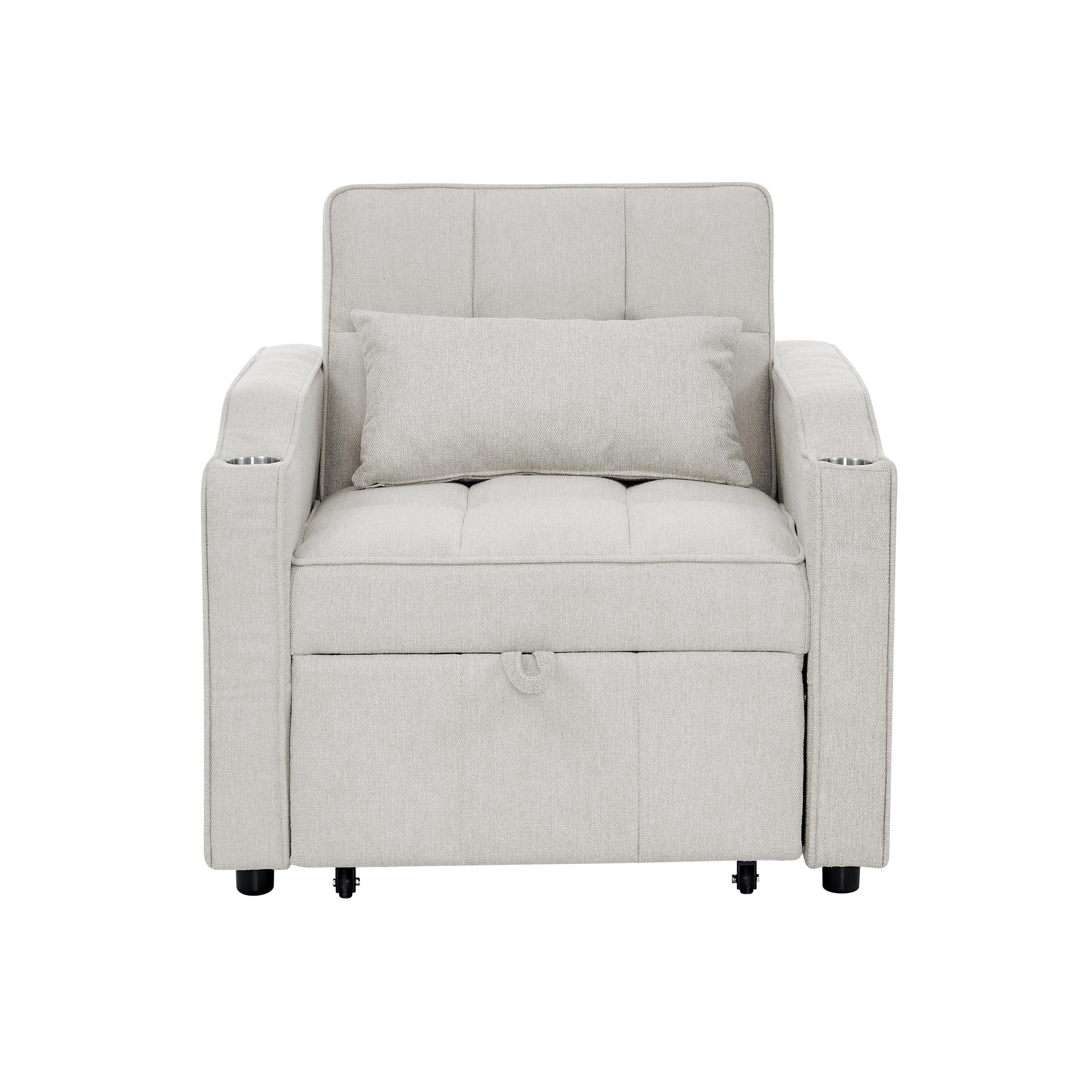 RELAXSESSEL 190/85/86 cm Beige mit USB-/Typ-C-Anschluss und Seitentasche - Beige, Textil (190/86/85cm) - Oxeza