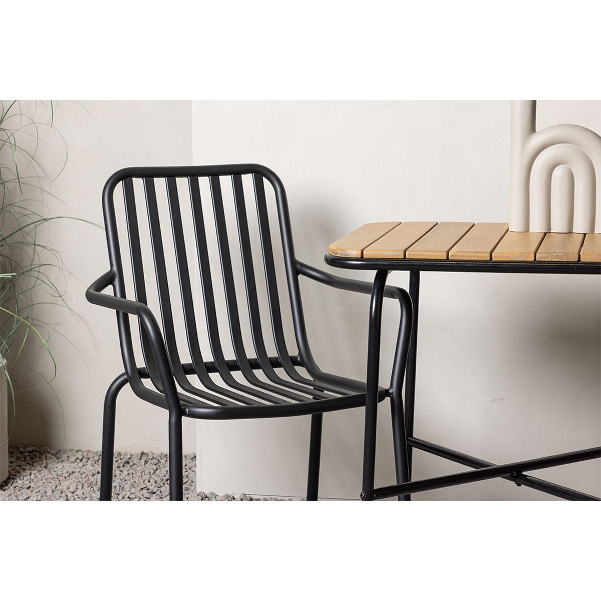 GARTENSET, Holmbeck, Tisch Natur, Stühle Schwarz, Holz, 88 x 70 x 74 cm, 3-teilig - Naturfarben, Holz - ebuy24