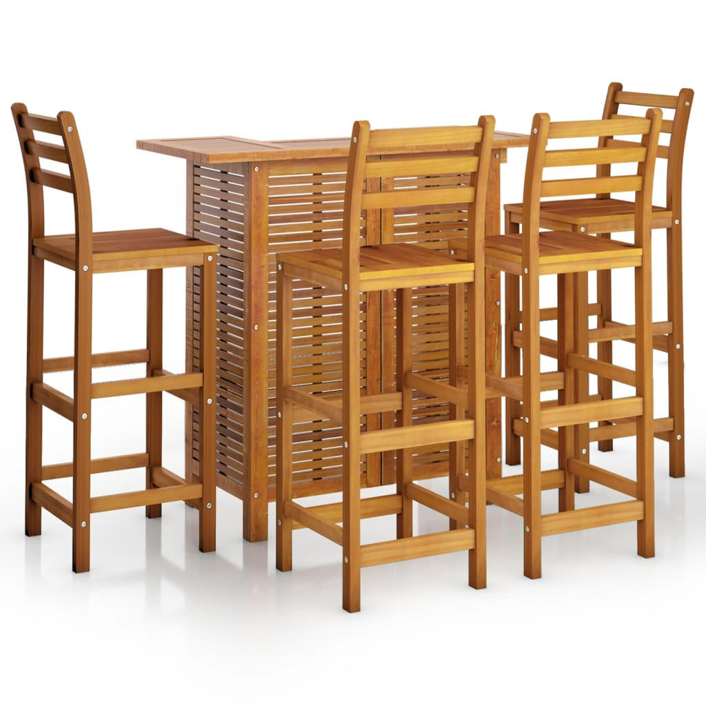 GARTENBAR-SET 5-teilig Massivholz Akazie - Braun, Holz - vidaXL