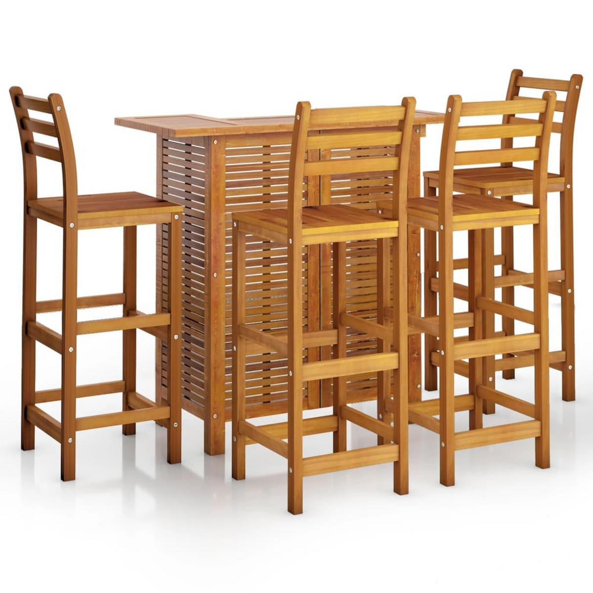 GARTENBAR-SET 5-teilig Massivholz Akazie - Braun, Holz - vidaXL