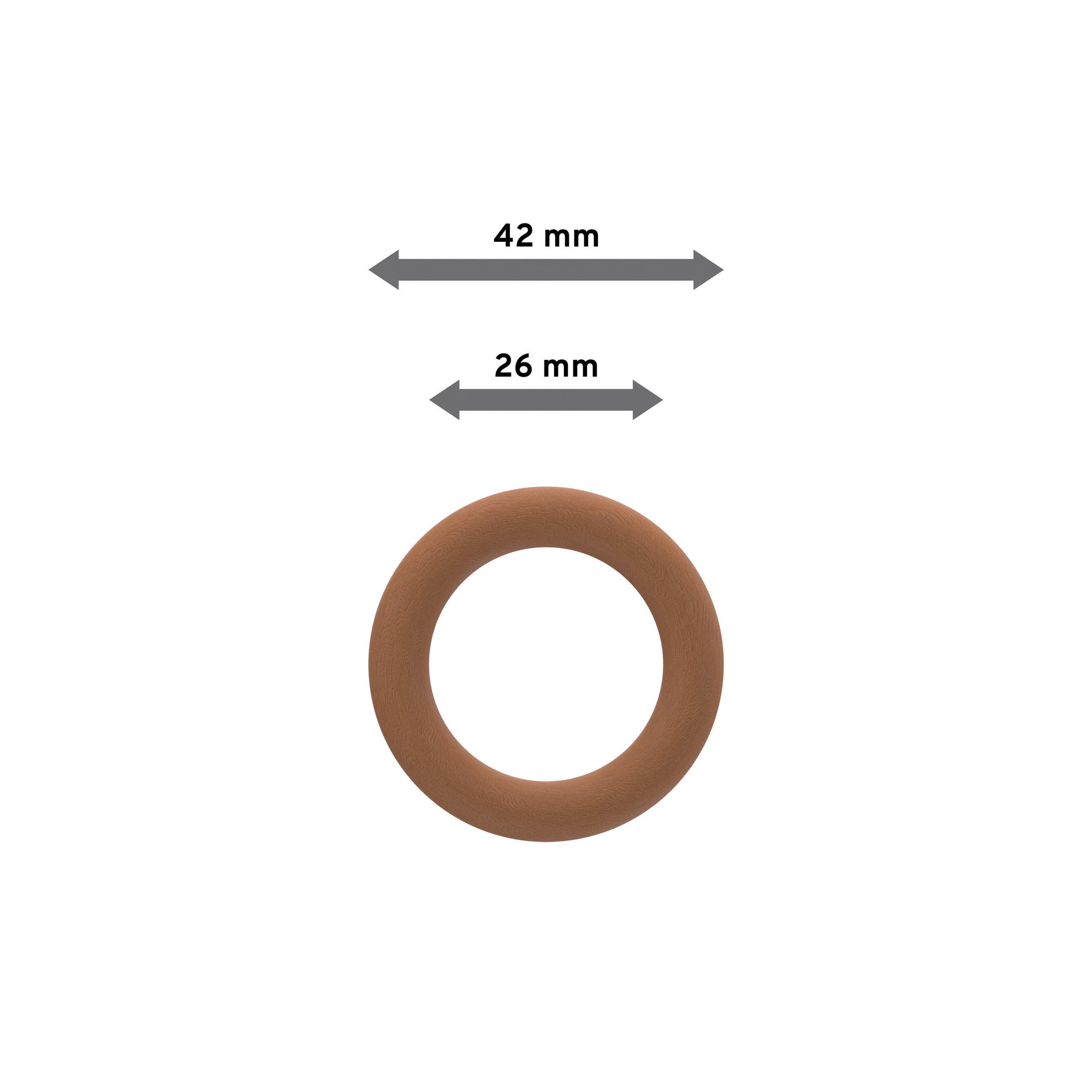 RUNDRINGE MIT FALTENHAKEN FÜR GARDINENSTANGEN 16 mm Ø, Kirschbaum, Packung 10 Stück - Kirschbaumfarben, Holz (16cm) - INTERDECO