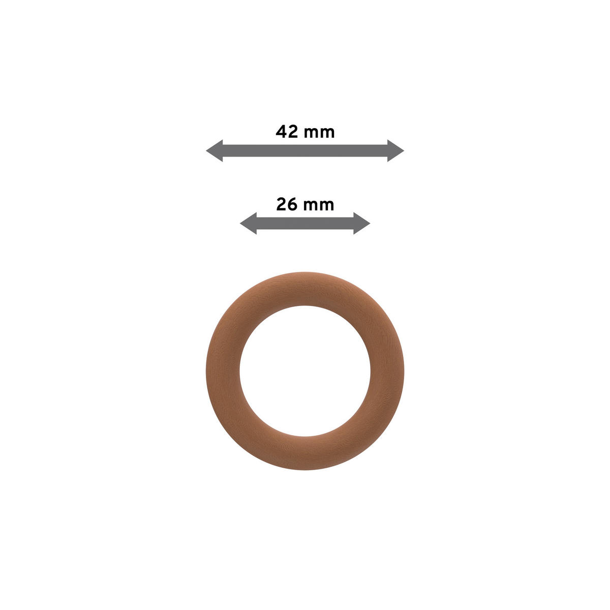 RUNDRINGE MIT FALTENHAKEN FÜR GARDINENSTANGEN 16 mm Ø, Kirschbaum, Packung 10 Stück - Kirschbaumfarben, Holz (16cm) - INTERDECO