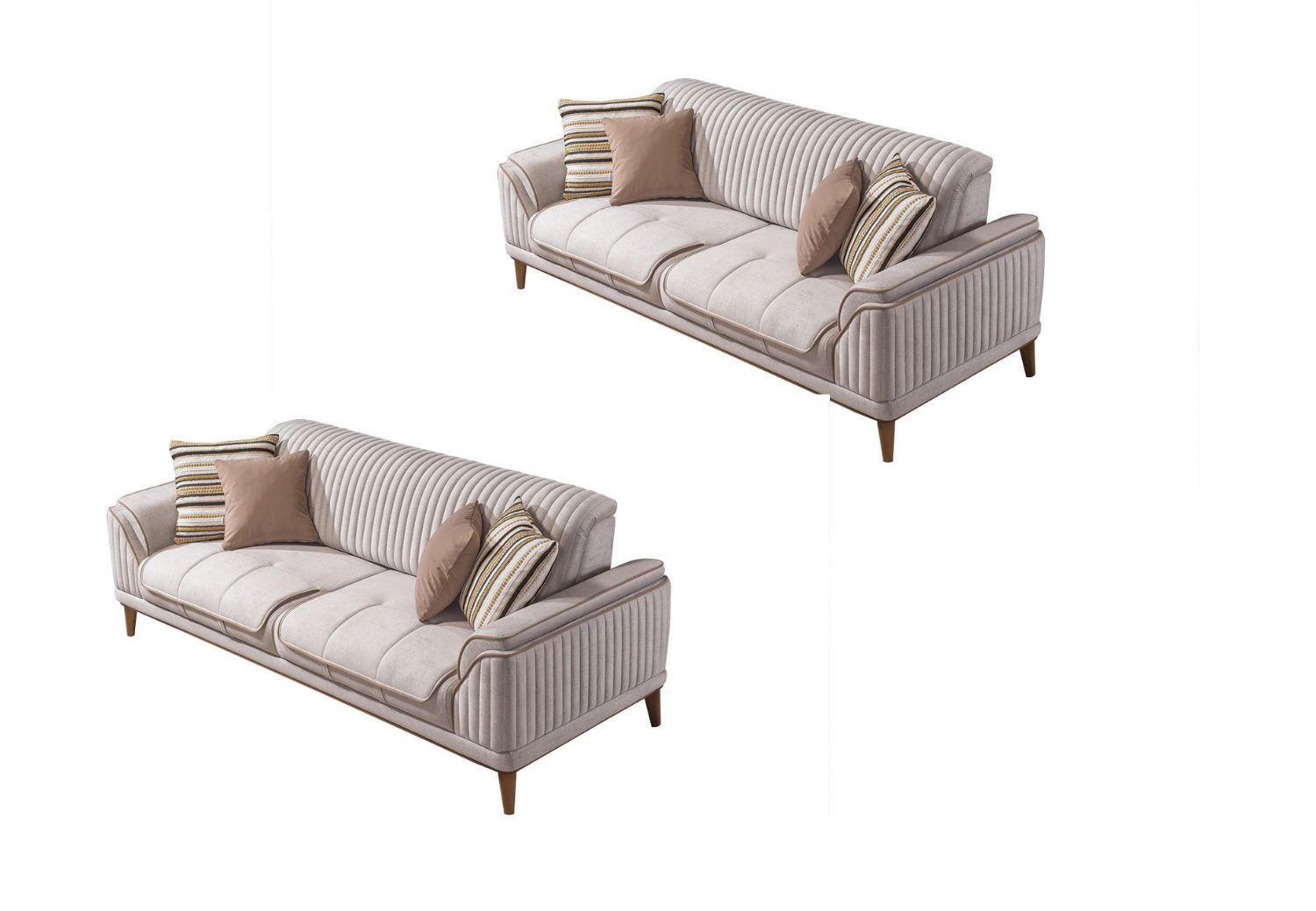 SITZGARNITUR Bond Creme Stellvariante:2+2 - Creme, Holz (187/85/100cm) - Villa Möbel