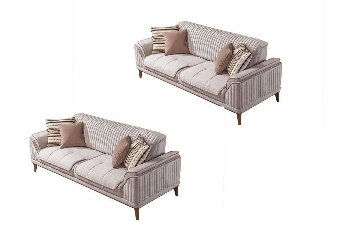 SITZGARNITUR Bond Creme Stellvariante:3+2 - Creme, Holz (227/85/100cm) - Villa Möbel