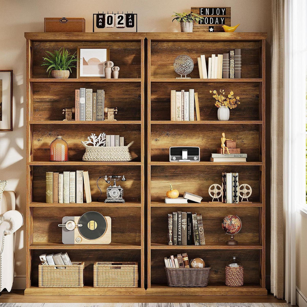 BÜCHERREGAL 6-Etagen Standregal Rustikales Braun 80 x 30 x 180 cm - Braun, Holzwerkstoff (80/180/30cm)