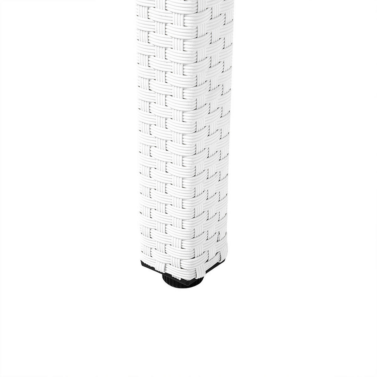 GARTENTISCH Rattan weiß Glasplatte 220/100 cm Italy - Weiß, Kunststoff (220/100/74cm) - Beliani