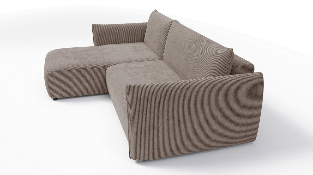 ECKSOFA TAUER 3-Sitzer rechts, taupe - Taupe/Schwarz, Holz/Textil (248/173cm) - Courtois Laville
