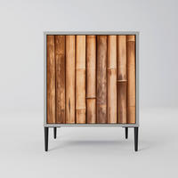 SIDEBOARD NATURAL WOOD, Grau, 57,5x42x72,5 cm, Schwarze Metallfüße - Multicolor/Schwarz, Holzwerkstoff/Metall (57.5/72.5/42cm) - SpaceRebels