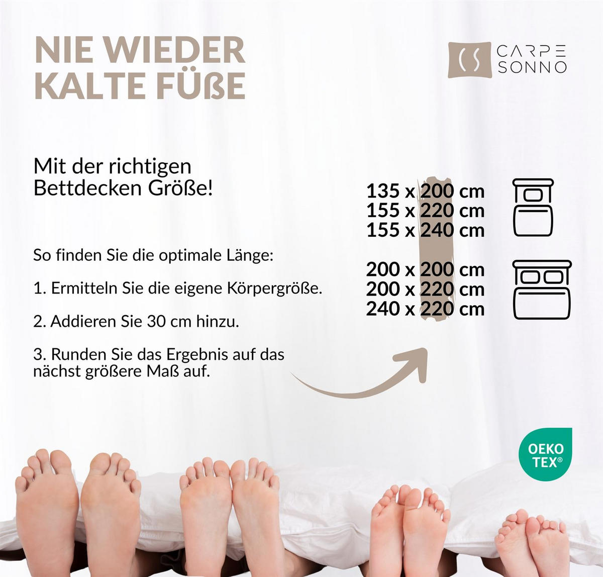 VIERJAHRESZEITEN-BETTDECKE 240x220 cm - Made in Germany: Winterdecke + Sommerdecke + Übergangsdecke - Super Soft - Weiß, Textil (240/220cm) - Carpe Sonno