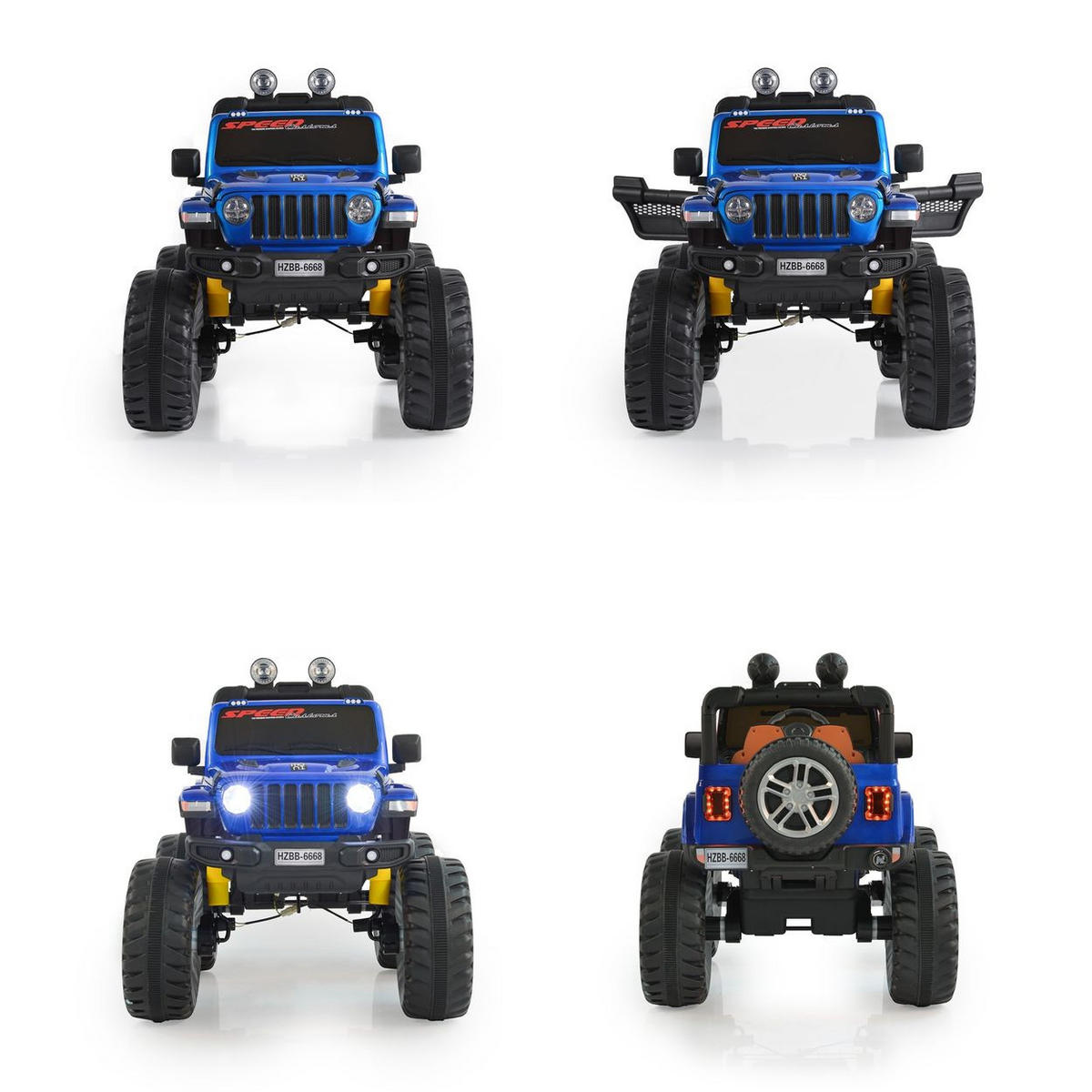 ELEKTROAUTO Fuego blau Fernbedienung, Musikfunktion, vier Motoren, Licht - Blau, Kunststoff (118/80/92cm) - Moni