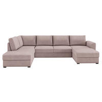 WOHNLANDSCHAFT Wilma Premium, Seite: Links - Hellrosa/Schwarz, Holz/Textil (305/85/188cm) - MIRJAN24