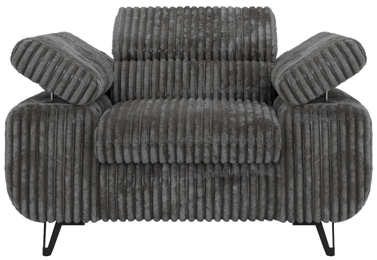 KŘESLO PETER 1 - Šedá Manšestr - šedá/černá, kov/textil (126/76/99cm) - MKS