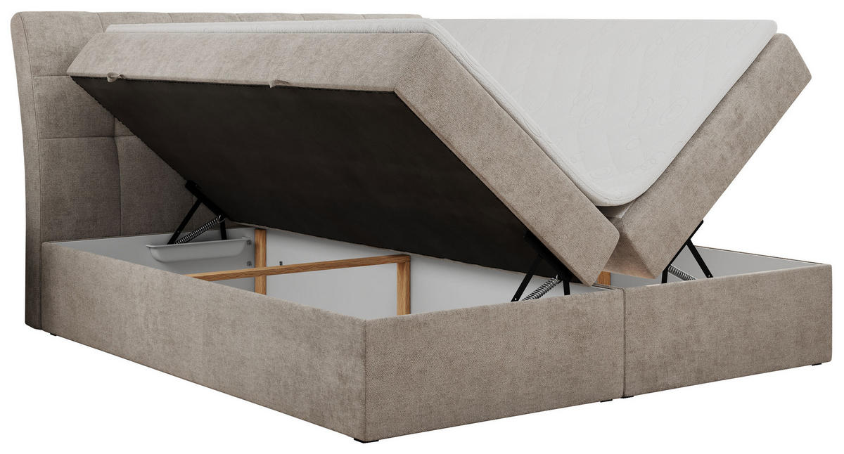 BOXBETT DIEGOS 160/200 Beige Struktur - H3 - Beige, Holz/Textil (160/200cm) - MKS