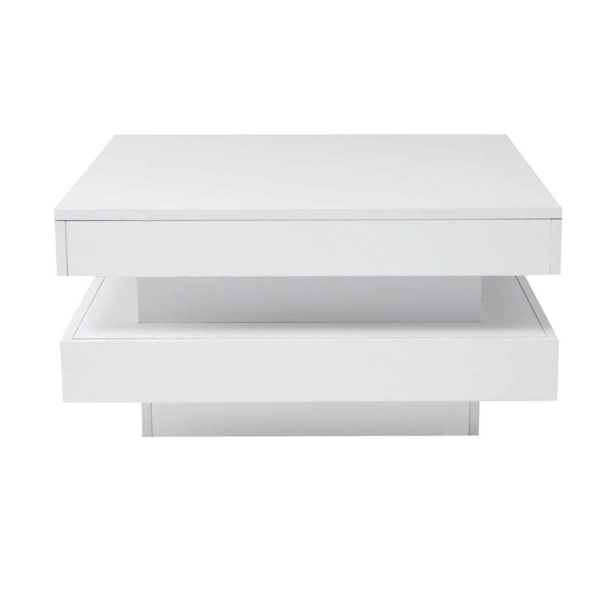 COUCHTISCH, Hochglanz Weiß, Spanplatte mit Bluetooth-LED (App‑gesteuert, USB), 70/70/36 cm,Weiß - Weiß, Holzwerkstoff (70/70/36cm) - Redom