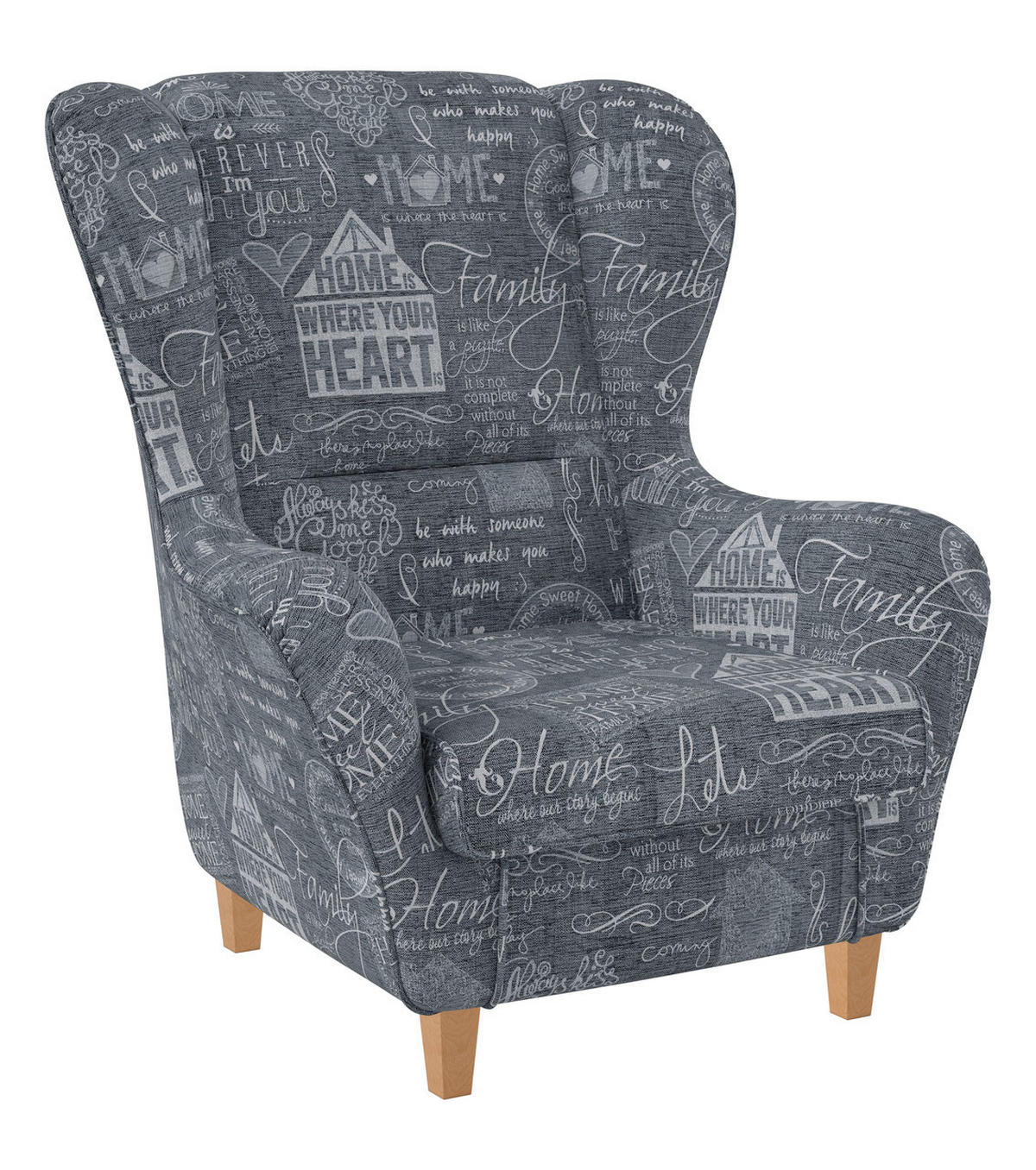 OHRENSESSEL Sofia Relaxsessel mit Hocker | Design Helsinki Grau - Grau, Textil (920/680/950cm) - Supellex