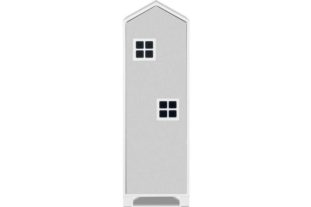 KINDERKLEIDERSCHRANK MIRUM mit 3 Einlegeböden und Türen, Weiß/Grau - Weiß/Grau, Holz (40/145/45cm) - KONSIMO®