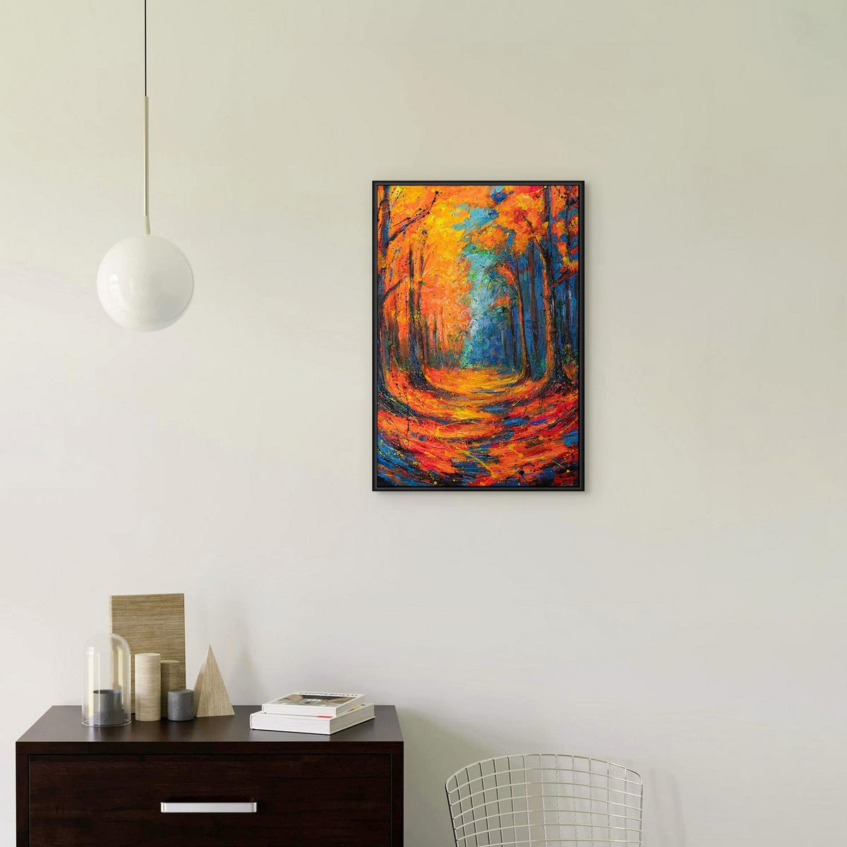 GEMÄLDE Atem des Laubs Schattenfugenrahmen Schwarz 60x40 cm - Schwarz, Holz (60/40cm) - YS-art gallery