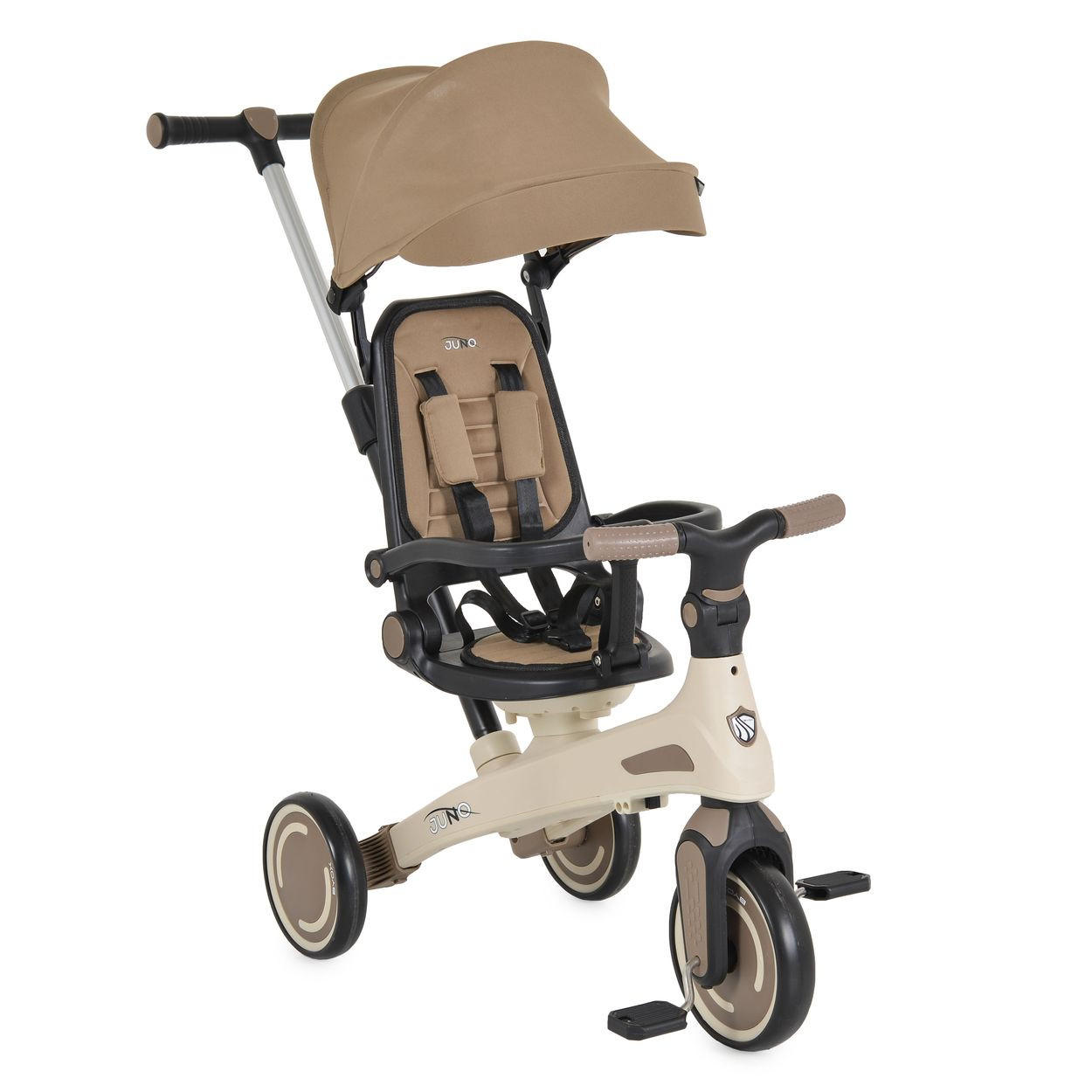 DREIRAD Juno 4 in 1 Laufrad beige Schiebegriff Sitzdrehung Sonnendach - Beige, Metall (72/38/95cm)