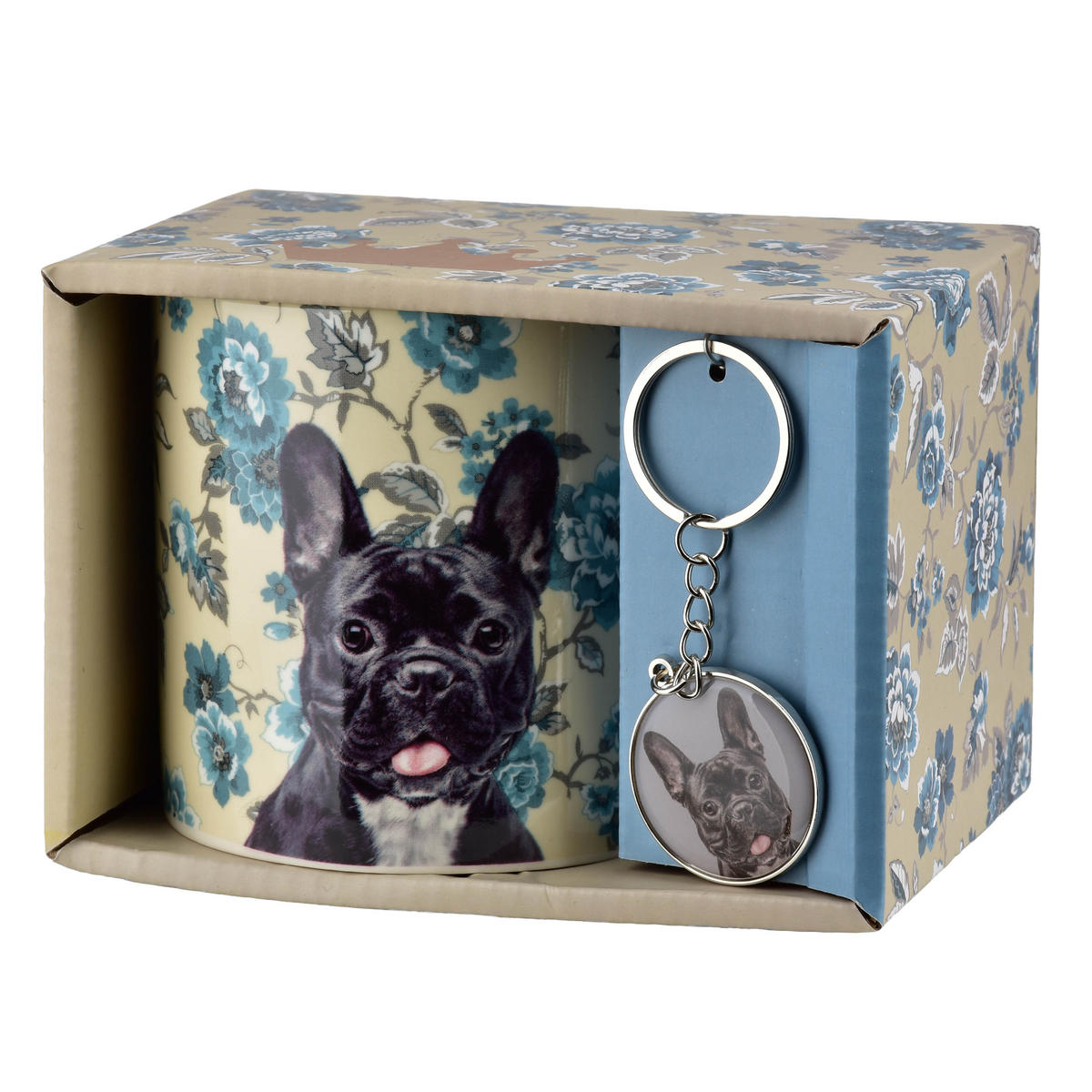 KUBEK NOYA, porcelán, 380 ml, 9 x 13 x 9 cm, buldog francouzský - zelená barva, keramika (0.38L) - Mondex
