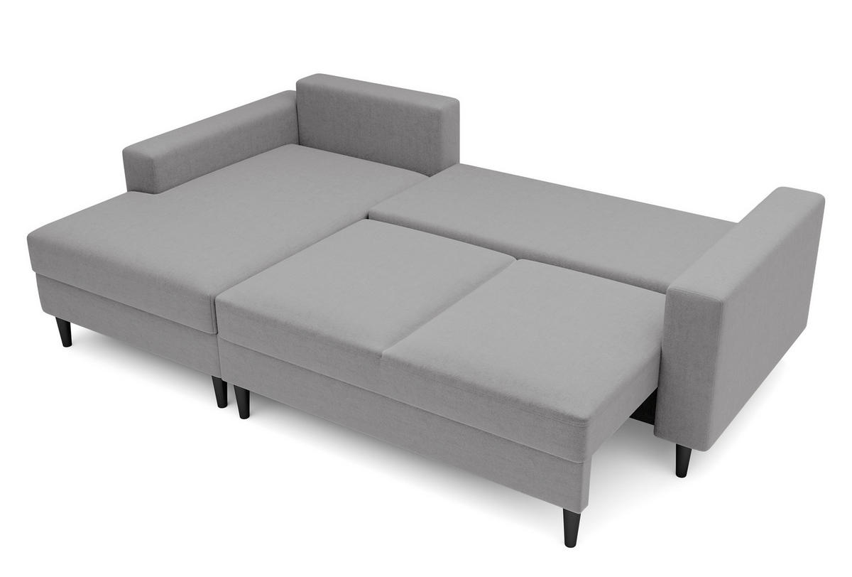 ECKSOFA Nalika Grau Velours - Schwarz/Grau, Holz/Textil (230/143cm) - Selsey