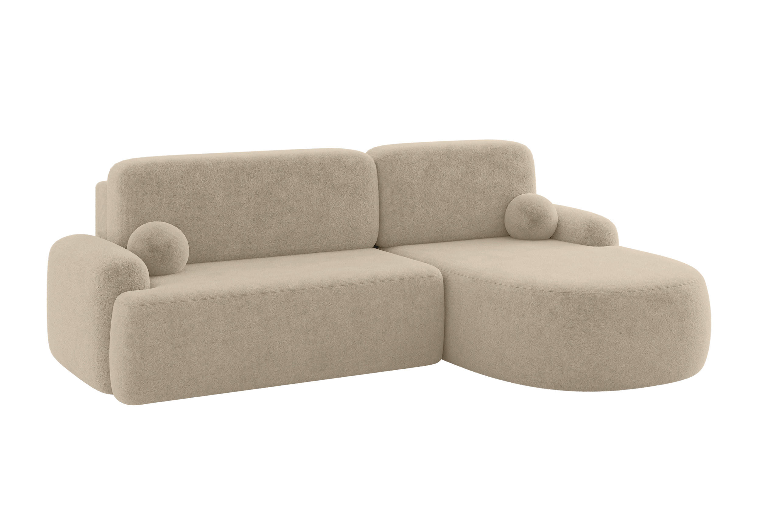 ECKSOFA mit Schlaffunktion und Bettkasten LIRA-L - 264x172x89 Hellbeige - Creme, Holzwerkstoff/Textil (172/264cm) - ALTDECOR