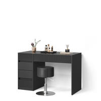 SCHMINKTISCH Allia Schwarz 120 cm mit Hocker - Schwarz, Holzwerkstoff (120/76/55cm) - Livinity®